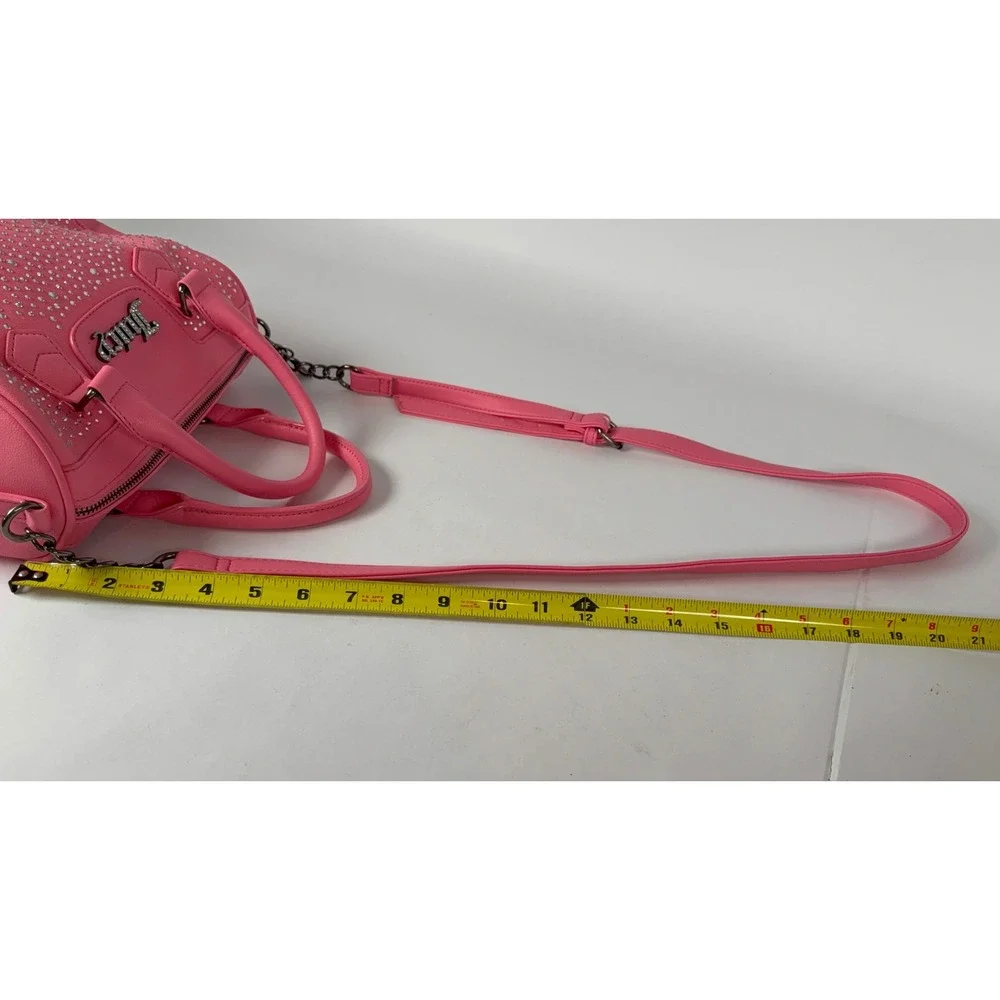 Juicy‎ Couture Pink Rhinestone Mini Satchel Crossbody Bag Gunmetal Logo Charm